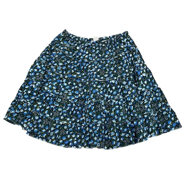 Vintage L.L. Bean Floral Y2k Retro Teired Mini Skirt Corduroy 12 Hippie Outdoor - Picture 2 of 7